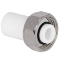 Штуцер TEBO Дн20х3/4″ Ру20 комбинированный, евроконус с накидной гайкой, корпус - полипропилен PP-R, белый