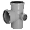Крестовина канализационная TEBO Дн110x110x50 87,5° двухплоскостная (правая), безнапорная, полипропиленовая, серая для внутреннего монтажа