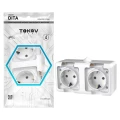 Розетка TOKOV ELECTRIC Dita 2-местная открытой установки с заземлением с прозрачной крышкой, номинальный ток - 16 А, степень защиты IP54, цвет - белый