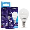 Лампа светодиодная TOKOV ELECTRIC G45 матовая, мощность - 10 Вт, цоколь - E14, световой поток - 700 лм, цветовая температура - 6500 K, форма - шар