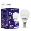Лампа светодиодная TOKOV ELECTRIC G45 матовая, мощность - 7 Вт, цоколь - E14, световой поток - 540 лм, цветовая температура - 4000 K, форма - шар