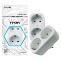 Двойник TOKOV ELECTRIC с заземлением, номинальный ток - 16 А, 250 В, степень защиты IP20, цвет - белый