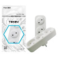 Тройник TOKOV ELECTRIC без заземления, номинальный ток - 16 А, 250 В, степень защиты IP20, полипропилен, цвет - белый