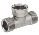 Тройник БАЗ Т никель 1/2″ Ду15x15x15 Ру40, корпус - латунь, наружная/внутренняя/наружная резьба, никелированный