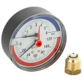 Термоманометр осевой UNI-FITT 310D3442 0-10бар, 120°С, корпус 80мм, присоединительный размер 1/2″, класс точности 2.5