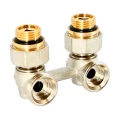 Узел нижнего подключения Uni-Fitt НН (евроконус) 1/2″x3/4″ угловой, со встроенными вентилями, с ниппелями