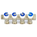 Коллектор Uni-Fitt 406N 1″x4x3/4″ Ду25 Ру10 с регулирующими клапанами, под евроконус, материал- латунь, покрытие - никель