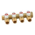 Коллектор Uni-Fitt 424G 3/4″x4x1/2″ Ду20 Ру10 с шаровыми кранами, присоединение - резьбовое, материал- латунь