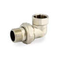Соединитель латунный Uni-Fitt 1/2″ Ду15 Ру30 разъемный, угловой, с прокладкой O-Ring, корпус - латунь, покрытие - никель, присоединение - наружная/внутренняя резьба, страна - Китай