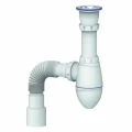 Сифон для кухонной мойки бутылочный Unicorn B220 1 1/2″х40 с гофрой 40Х40/50, с нержавеющей решеткой
