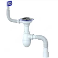 Сифон для кухонной мойки бутылочный Unicorn B425 3 1/2″х40 с гибким переливом, с гофрой 40Х40/50, с нержавеющей решеткой