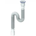 Сифон для умывальника Unicorn D230Р 1 1/2″x40/50 гофрированный, длина - 370-1200 мм, выпуск с пластиковой решеткой