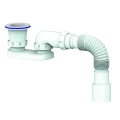 Сифон для поддона  плоский Unicorn G22P 1 1/2″x40  с гофрой 40х40/50, с пластиковой сеткой
