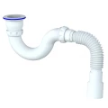 Сифон для поддона  трубный  Unicorn G32P 1 1/2″x50/40 с гофрой 40х40/50, с пластиковой сеткой