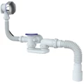 Сифон для ванны плоский Unicorn S102 1 1/2″x40 полуавтоматический с гофрой 40х40/50