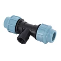 Тройник компрессионный Unidelta Deltone Дн25x1/2″ Ру16 для труб из ПНД, корпус - полипропилен PP-B, присоединение - компрессионное / внутренняя резьба