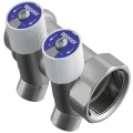 Коллектор Uponor Uni-C Ру10 с вентилями SH 1″ выходов 2x1/2″, присоединение - наружная/внутренняя резьба, корпус - латунь