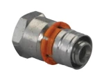 Штуцер Uponor S-Press Дн20х1/2″ Ру10, пресс / внутренняя резьба, корпус - латунь луженая, пресс гильза - алюминий, для металлопластиковых труб