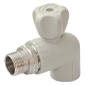 Кран шаровой VALFEX Дн25х1/2″ Ру25 для радиатора угловой стандартнопроходной, полипропиленовый, наружная резьба/пайка, управление вентиль, серый Кран шаровой VALFEX Дн25х1/2″ Ру25 для радиатора угловой стандартнопроходной, полипропиленовый, наружная резьба/пайка, управление вентиль, серый
