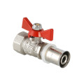 Кран шаровой Valtec VT.242.N.1604 16 х 1/2″ Дн16xДу15 Ру10 для металлопластиковых труб, стандартнопроходной, присоединение внутренняя резьба/пресс, управление ручка-бабочка, латунный никелированный