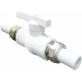Кран шаровой VALFEX PP-R белый Дн25 Ру25 полнопроходной двусторонне разъемный, корпус - полипропилен