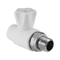 Кран шаровый VALFEX PP-R НР Дн25 3/4″ Ру25 стандартнопроходной для радиатора прямой под приварку, корпус — полипропилен, белый