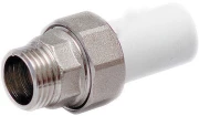 Муфта PP-R комбинированная трубная Valfex Дн40х1 1/4″ Ру 25 разъемная, белая , наружная резьба 