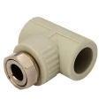Тройник полипропиленовый комбинированный VALFEX Дн20x1/2″ Ру25, накидная гайка, цвет серый