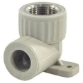 Угольник PP-R VALFEX Дн20x1/2″ Ру25 комбинированный, с внутренней резьбой, с креплением, серый