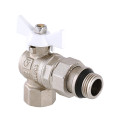 Кран шаровой Valtec Base VT.228.NRW 1/2″ Ду15 Ру40 полнопроходной угловой с самоуплотняющимся полусгоном и белой ручкой-бабочкой, внутренняя / наружная резьба, корпус - латунь