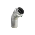 Отвод Viega Sanpress Inox 2326.1 Дн15 Ру16 однораструбный, угол 45°, корпус - нержавеющая сталь, уплотнение - EPDM, присоединение - пресс, с контуром безопасности SC-Contur