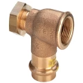 Угол пресс Viega Profipress G с SC-Contur 2614.6 Дн22х1″ 90° корпус бронза, пресс/ВР, с креплением и болтом для планки