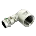 Угольник Viega Sanpress Inox SC-Contur 2314.2 Дн15х3/4″ Ру16 с разъемным соединением и плоской прокладкой, из нержавеющей стали, 90°, внутренняя резьба / пресс 
