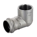Угольник Viega Sanpress Inox SC-Contur 2314.2 Дн28х1″ Ру16 с разъемным соединением и плоской прокладкой, из нержавеющей стали, 90°, внутренняя резьба / пресс  Угольник Viega Sanpress Inox SC-Contur 2314.2 Дн28х1″ Ру16 с разъемным соединением и плоской прокладкой, из нержавеющей стали, 90°, внутренняя резьба / пресс