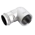 Угольник Viega Sanpress Inox SC-Contur 2314.2 Дн54х2″ Ру16 с разъемным соединением и плоской прокладкой, из нержавеющей стали, 90°, внутренняя резьба / пресс