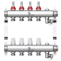Коллекторная группа Wester W902 1″x3/4″x2 Ду25 Py10 из нержавеющей стали с регулирующими клапанами и расходомерами
