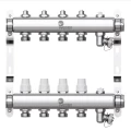 Коллекторная группа Wester W903 1″x3/4″x2 Ду25 Ру10 из нержавеющей стали с регулирующими вентилями и запорными клапанами