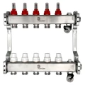 Коллекторная группа Wester MUFS 1″ Ду25 Ру10 выходов 5х3/4″, материал - нержавеющая сталь, с расходомерами  Коллекторная группа Wester MUFS 1″ Ду25 Ру10 выходов 5х3/4″, материал - нержавеющая сталь, с расходомерами