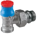 Клапан термостатический Giacomini R411TG 3/8″ Ду10 Ру10 угловой, хромированный, отвод с герметичной прокладкой, присоединение - наружная резьба, корпус - латунь