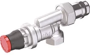 Клапан термостатический Giacomini R415DB 1/2″ Ду15 Ру10 угловой осевой, с автоматическим динамическим регулированием расхода, хромированный, отвод с герметичной прокладкой, присоединение - внутренняя резьба, корпус - латунь
