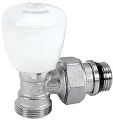 Клапан термостатический Giacomini R431TG 3/8″ Ду10 Ру16 угловой, микрометрический, хромированный, отвод с герметичной прокладкой, x 16, присоединение - наружная резьба, корпус - латунь