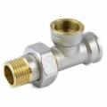 Тройник латунный Aquasfera 9030 Ду15 (1/2″) Ру40 ВР/ВР/накидная гайка никель ГОСТ 32585-2013