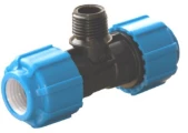 Тройник ПНД Политэк Дн20x3/4x20 НР Ру16 с наружной резьбой