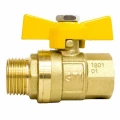 Кран шаровой STI 1/2″ Ду15 Ру16 ГАЗ полнопроходной, двухходовой, латунь, уплотнение - PTFE, внутренняя резьба / наружная резьба, ручка-бабочка