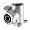 Тройник обжимной латунный STI Ду16х1/2″х16 Ру25, внутренняя резьба, с креплением (водорозетка)