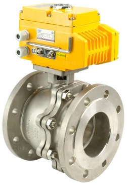 Кран шаровой DN.ru BV3232P(2pc)-FP-F-ISO-H Ду100 Ру16 корпус - сталь 316, уплотнение - PTFE, полнопроходной, фланцевый, с электроприводом DN.ru QT-N-015EM-O1-24VDC-У1