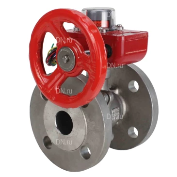 Кран шаровой DN.ru BV3232P(2pc)-FP-F-ISO-H Ду40 Ру16 полнопроходной фланцевый, корпус - нержавеющая сталь 316, уплотнение - PTFE, с редуктором HGBF RQN1-180Z с визуальным указателем положения и датчиком обратной связи