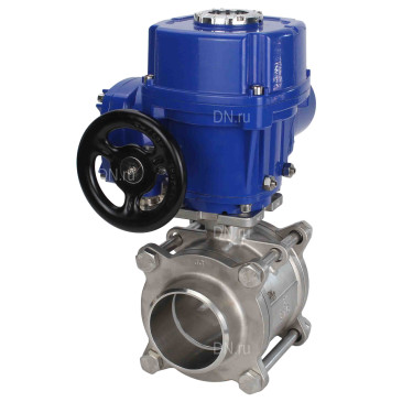 Кран шаровой DN.ru BV3232P(3pc)-FP-W-ISO-H Ду100 Ру25 полнопроходной двухходовой, нержавеющая сталь SS316, под приварку, уплотнение - PTFE, с электроприводом DN.ru QT-N-015M-O2-220VAC-У1 Кран шаровой DN.ru BV3232P(3pc)-FP-W-ISO-H Ду100 Ру25 полнопроходной двухходовой, нержавеющая сталь SS316, под приварку, уплотнение - PTFE, с электроприводом DN.ru QT-N-015M-O2-220VAC-У1