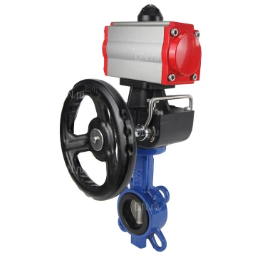 Затвор дисковый поворотный DN.ru WBV3432V-2W-Fb-H Ду65 Ру16, корпус - углеродистая сталь WCB, диск - нержавеющая сталь 316L, уплотнение - Viton, с пневмоприводом PA-DA-065, пневмораспределителем 4V320-08 NAMUR AC220V, ручным дублером MON1-250-T26-ISO