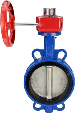 Затвор дисковый поворотный DN.ru WBV1631E-2W-Fb-ISO-H Ду125 Ру25 межфланцевый, корпус - чугун QT450, диск - нержавеющая сталь 304, уплотнение - EPDM, с редуктором DN.ru HGBF RQN1-180Z